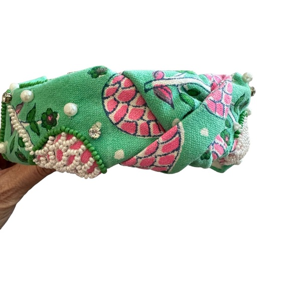 Anthropologie Llani Isobel Embroidered Beaded Green Headband NWT - Picture 2 of 11